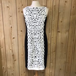 Antonio Melani new black white laser sheath dress